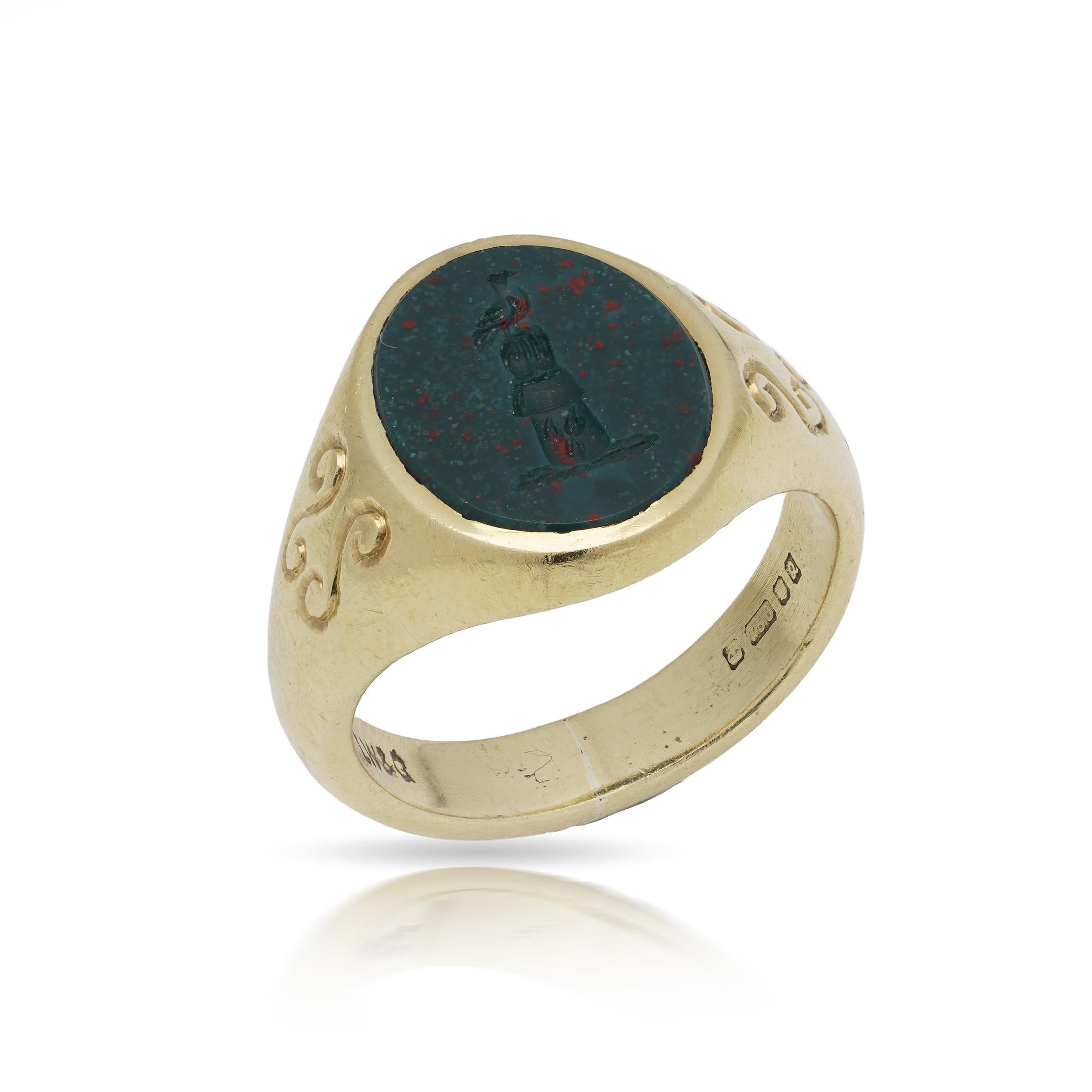 Anello con stemma in ematite in oro 18kt, Sheffield 1990 in vendita 4