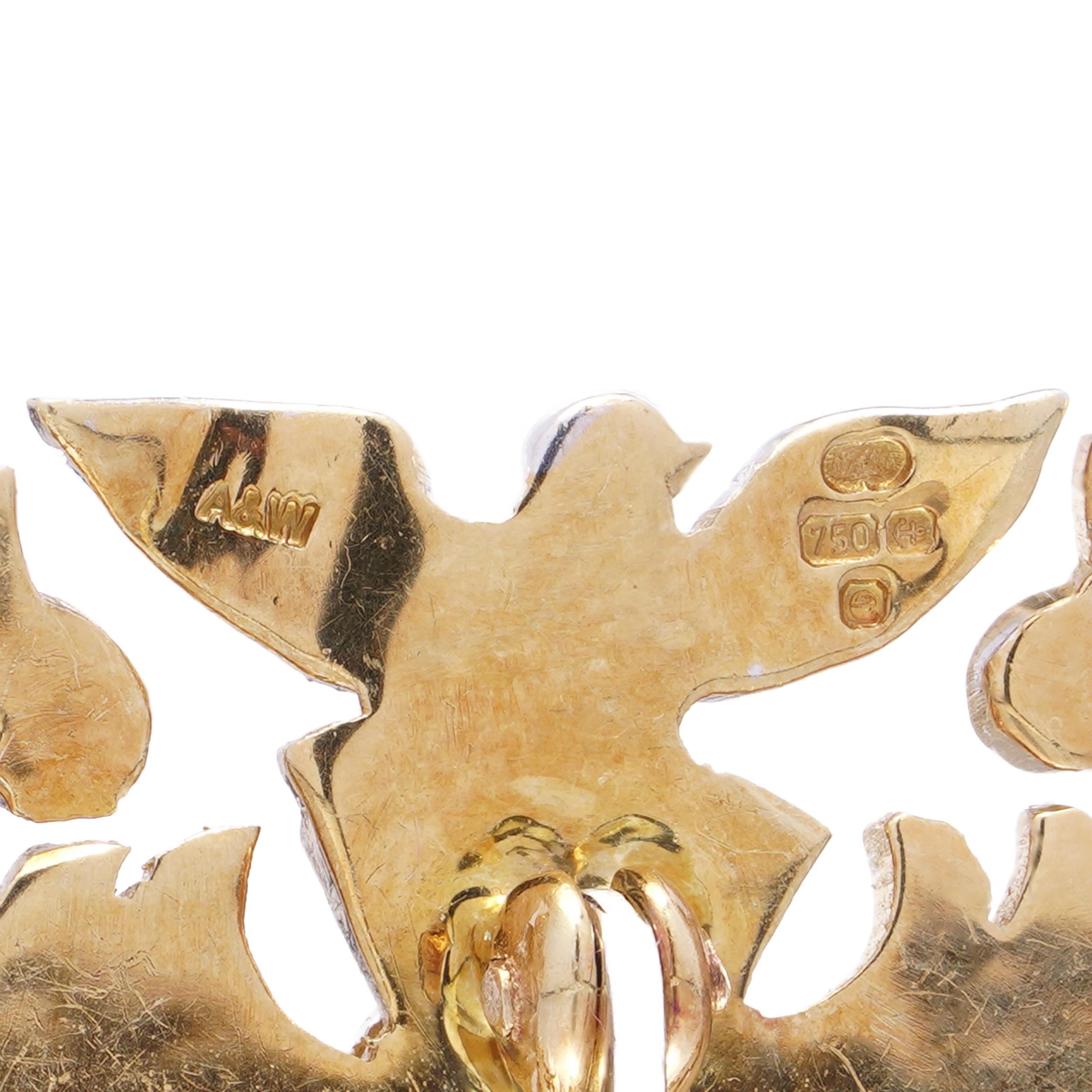 da uomo o donna Spilla araldica in oro 18kt con diamanti e rubini, datata 2004 in vendita