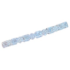 18KT Gold Important Fancy Baguette Floral Motif Diamond Bangle Bracelet