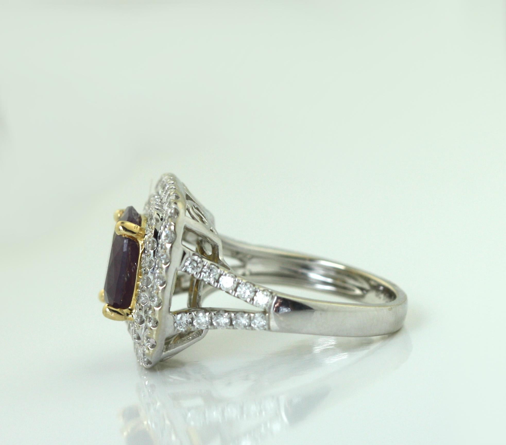 18KT Goldring mit Kaschmir-Saphir und Diamant im Zustand „Gut“ im Angebot in Palm Beach, FL