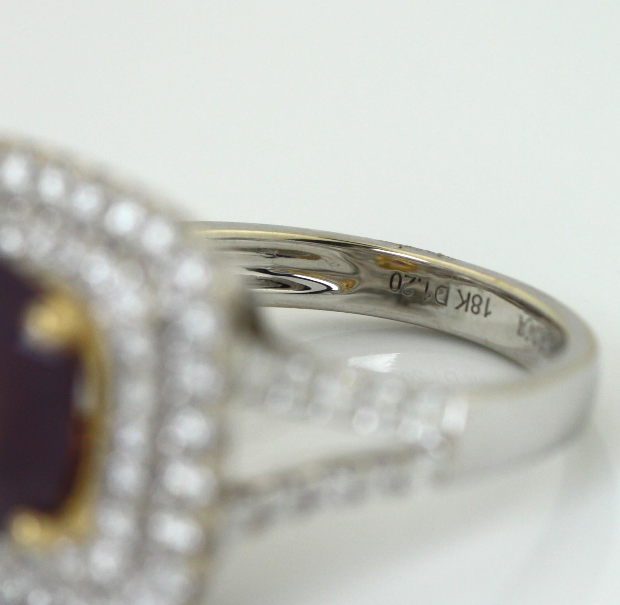 18KT Goldring mit Kaschmir-Saphir und Diamant im Angebot 1