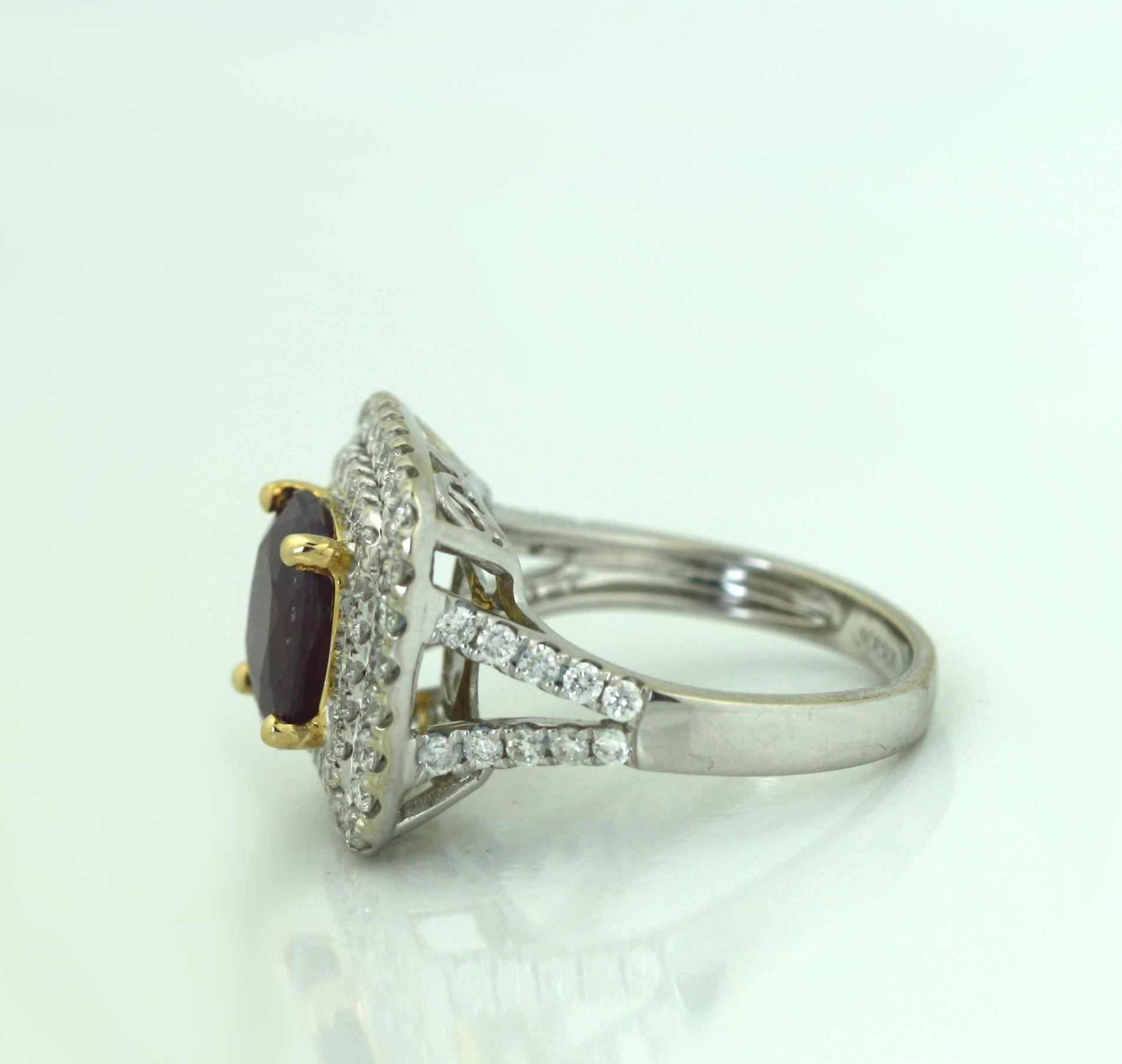 18KT Goldring mit Kaschmir-Saphir und Diamant im Angebot 2