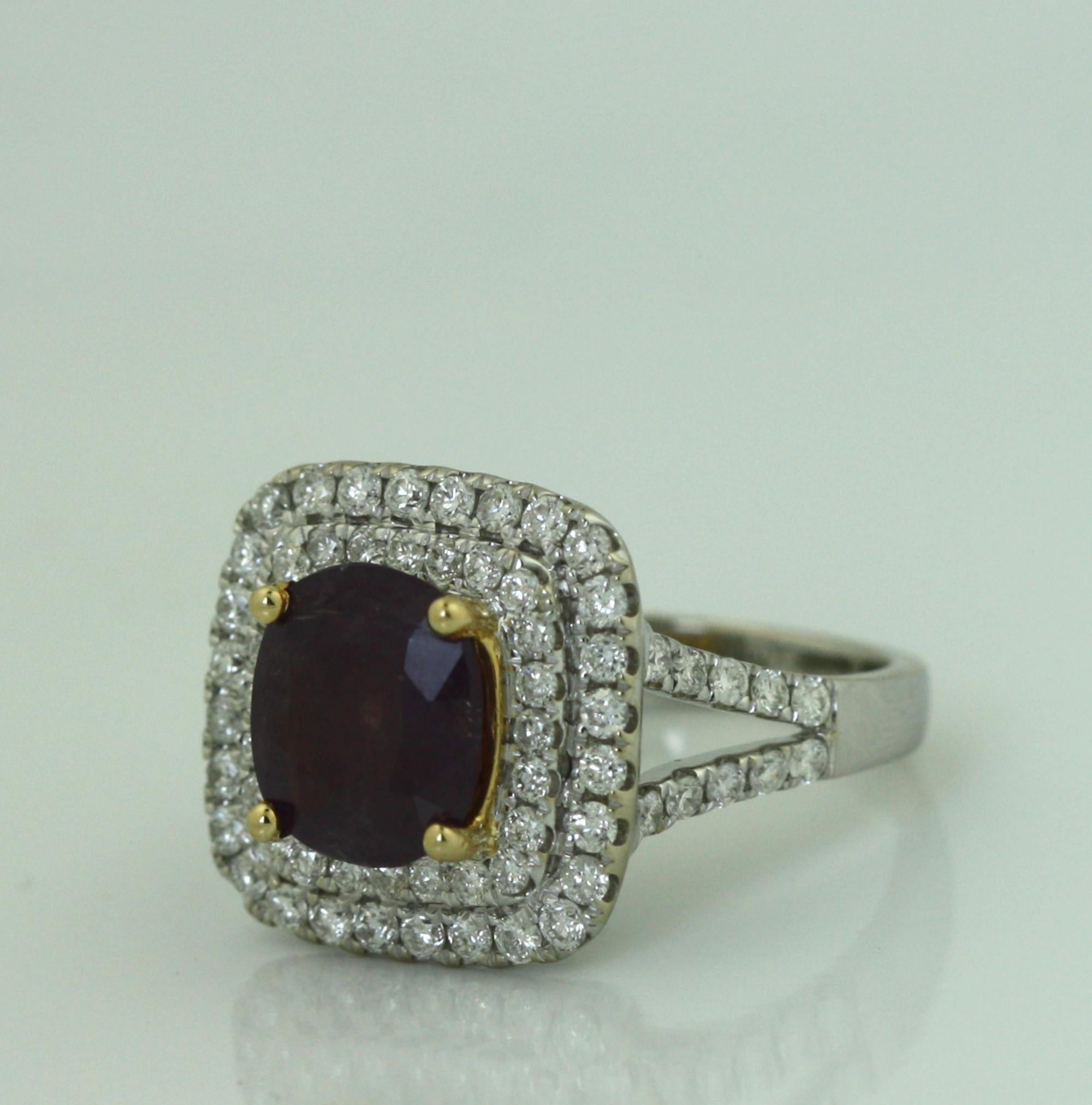18KT Goldring mit Kaschmir-Saphir und Diamant im Angebot 3