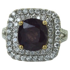 18KT Gold Kashmir Sapphire and Diamond Ring