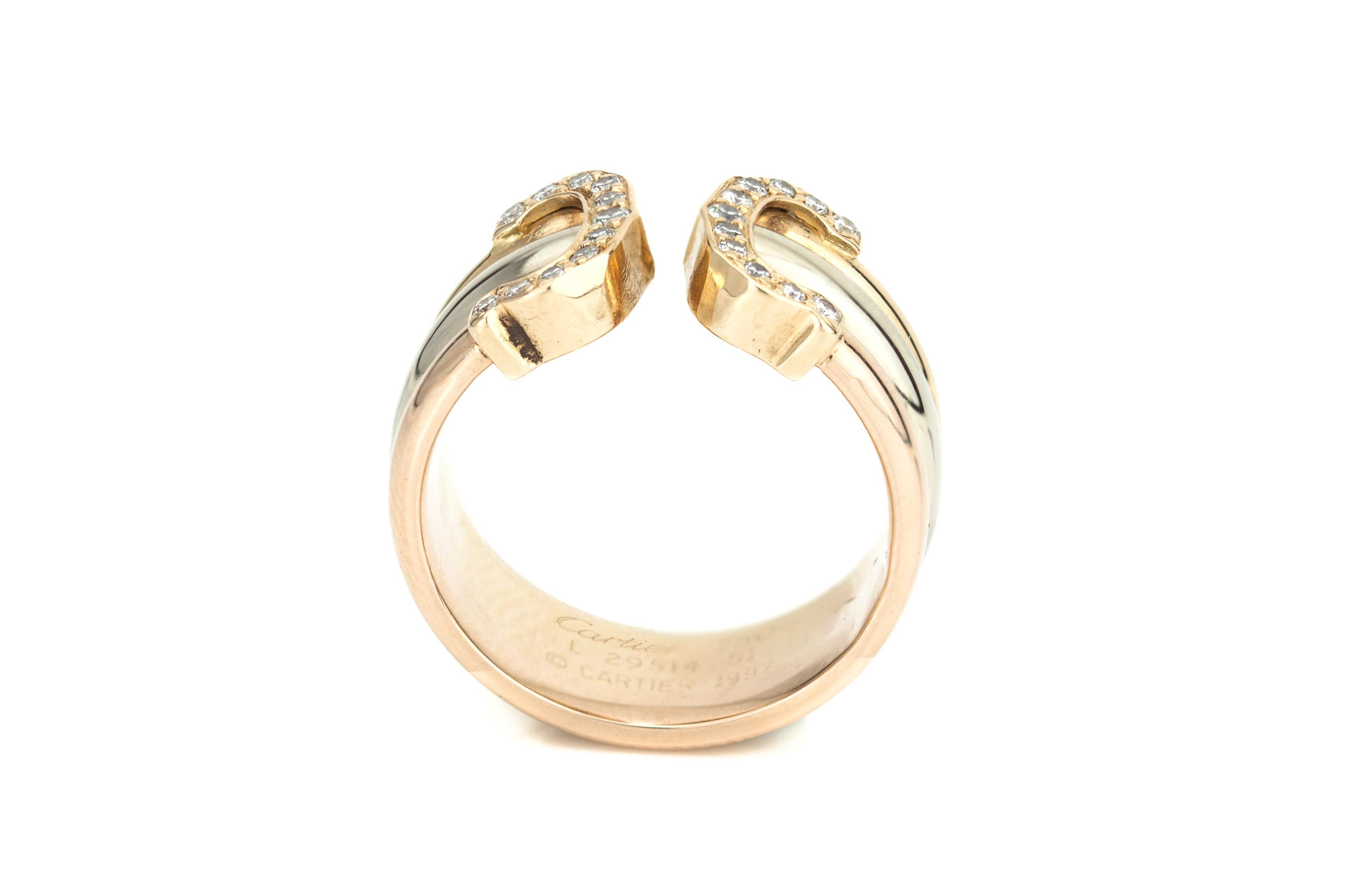 Women's 18kt Gold Ladies Cartier Ring with Diamonds, Made in France, Paris, circa 1990s