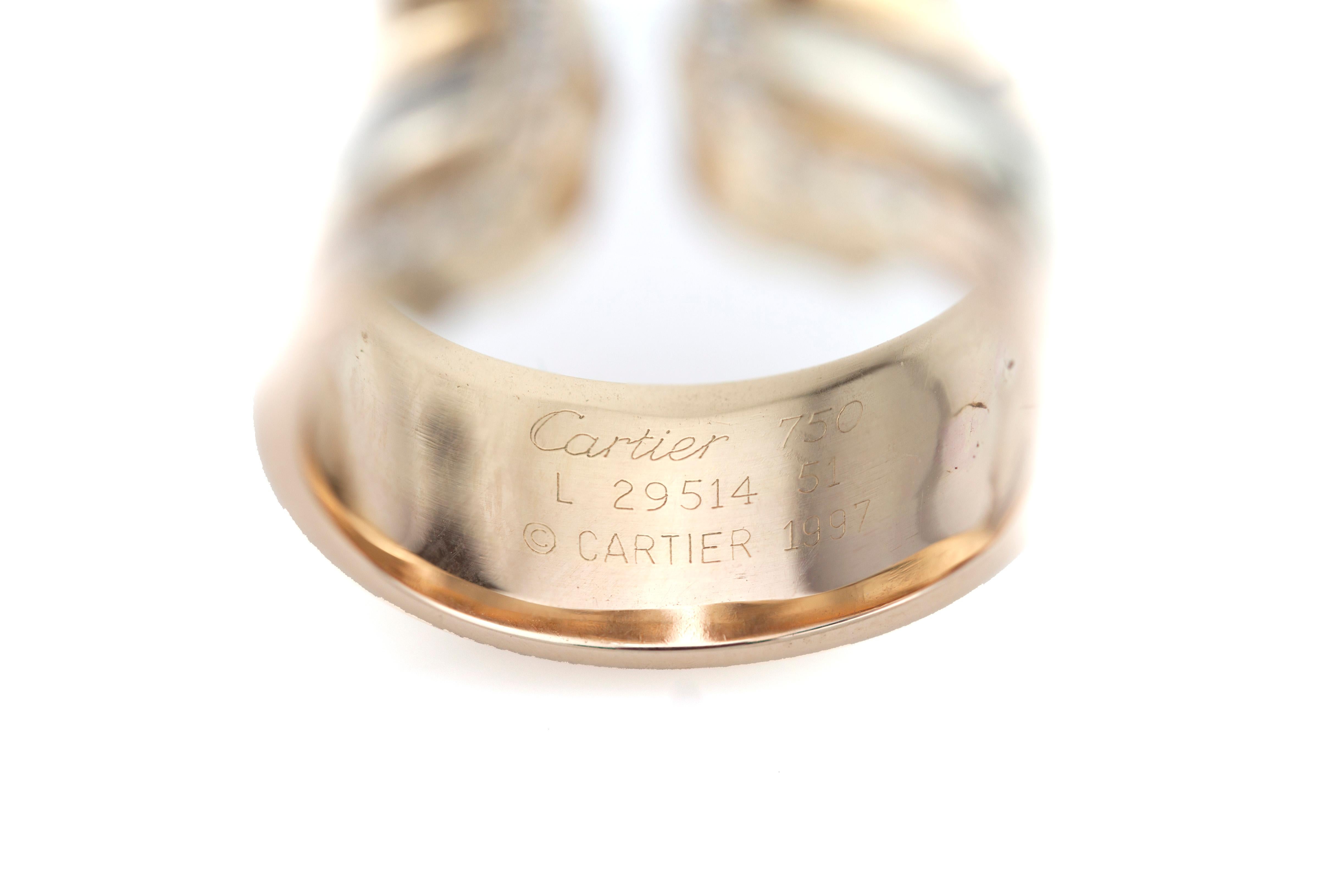 18kt Gold Ladies Cartier Ring with Diamonds, Made in France, Paris, circa 1990s 1