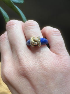 18kt  gold lapis lazuli diamond 'Double C' logo ring