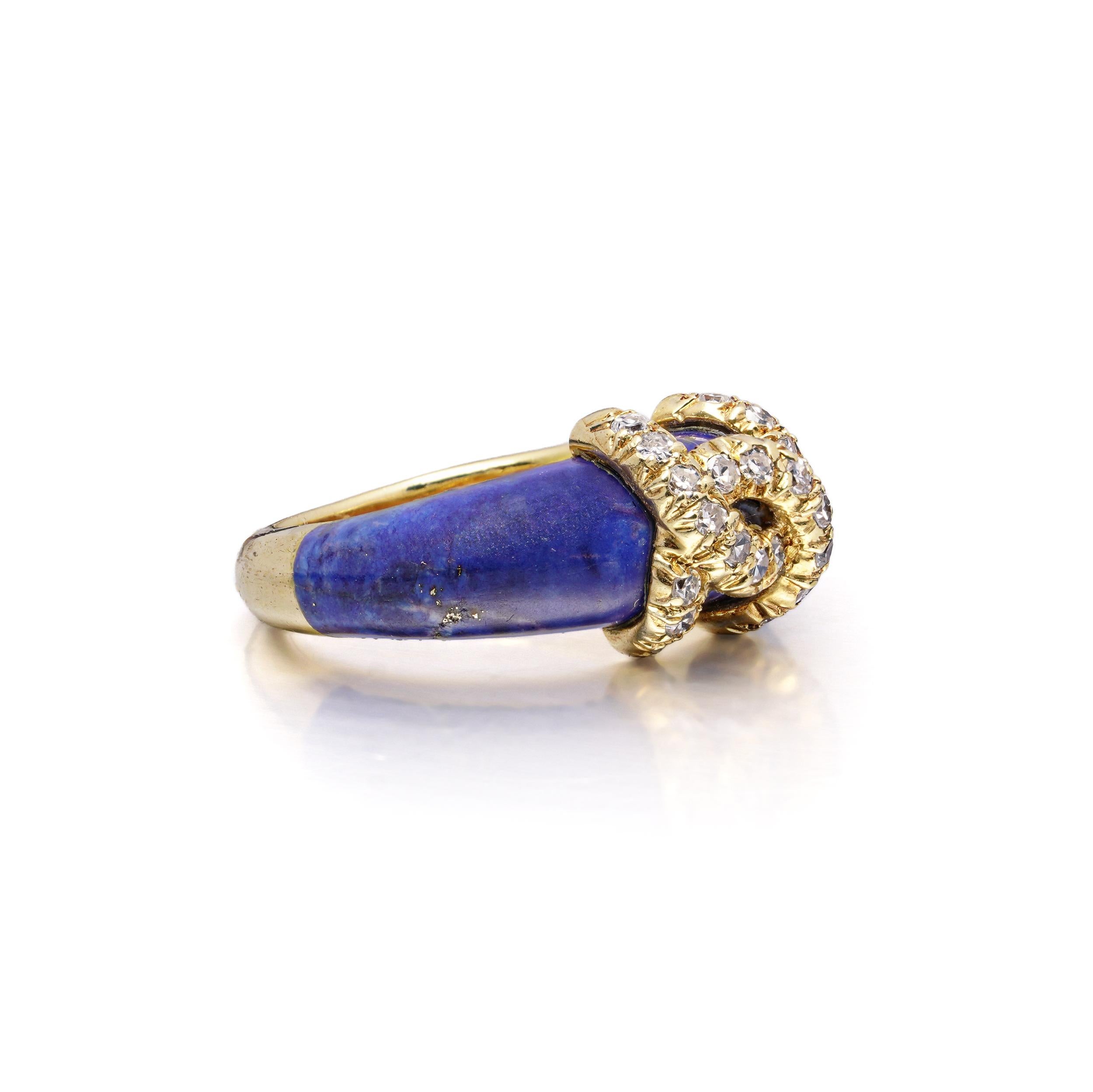 18kt  Bague logo double C en or, lapis-lazuli et diamants Bon état - En vente à Braintree, GB