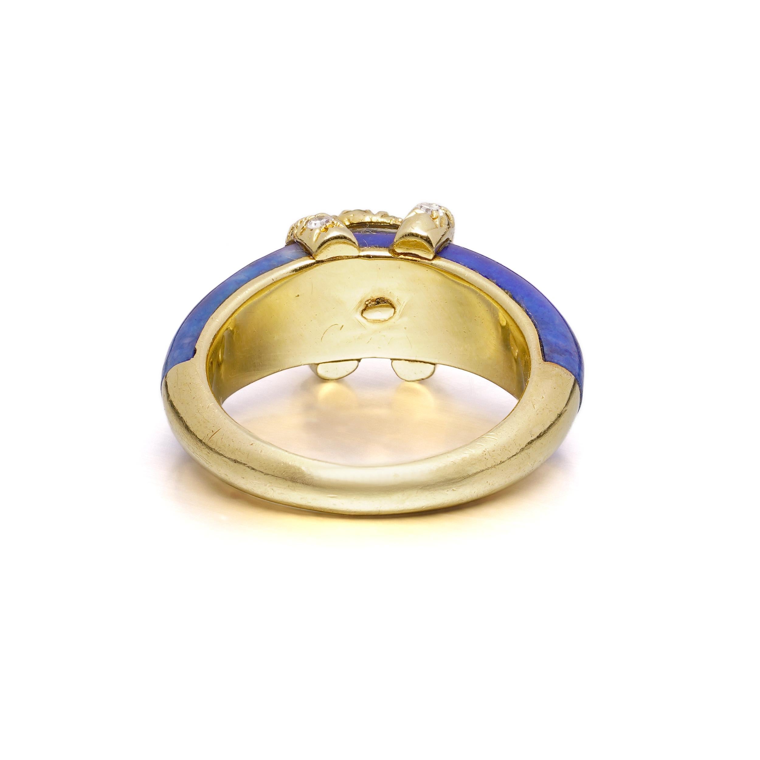 18kt  Bague logo double C en or, lapis-lazuli et diamants Unisexe en vente