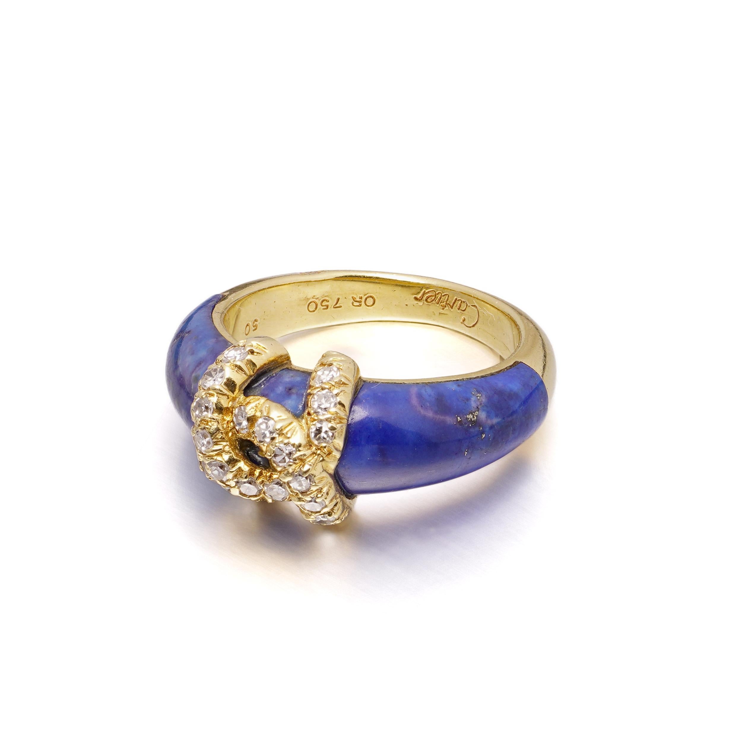18kt  Bague logo double C en or, lapis-lazuli et diamants en vente 1
