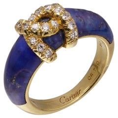 18kt  gold lapis lazuli diamond 'Double C' logo ring