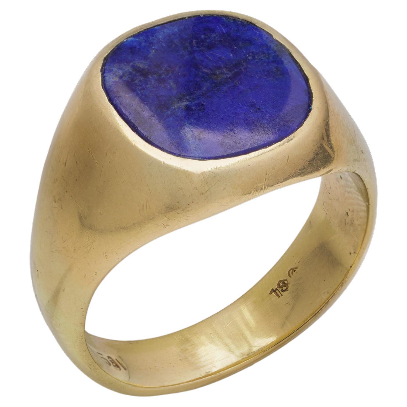 18kt gold lapis lazuli signet ring