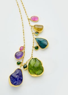 18kt Gold Large Mixed Stones Colette Set Necklace
