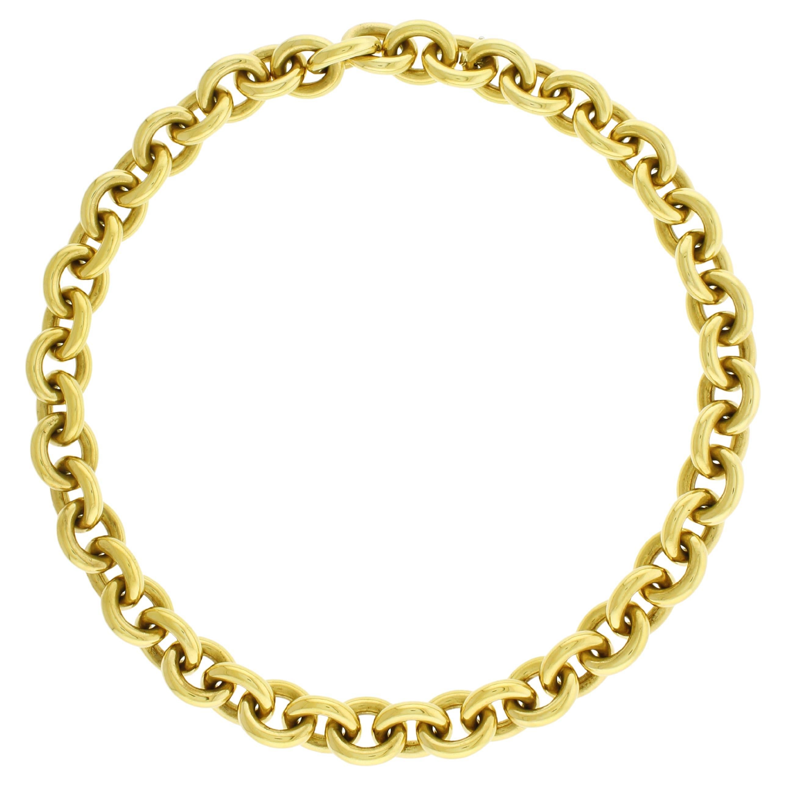 18Kt Gold Large Oval Link Necklace