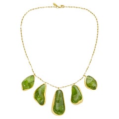 18kt Gold Large Peridot Colette Set Necklace