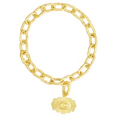 18kt Gold Link Charm Bracelet with Divine Eye Charm