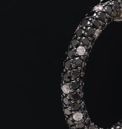 18kt Gold Loop Earrings, 0, 78ct White Diamonds, 7, 14ct Black Diamonds