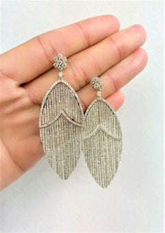 NWT $18, 000 18KT Magnificent 15CT Diamond 14, 000 Diamonds Drape Fringe Earrings