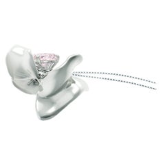 Certified Purplish Pink Diamond White Gold Magnolia Pendant Necklace