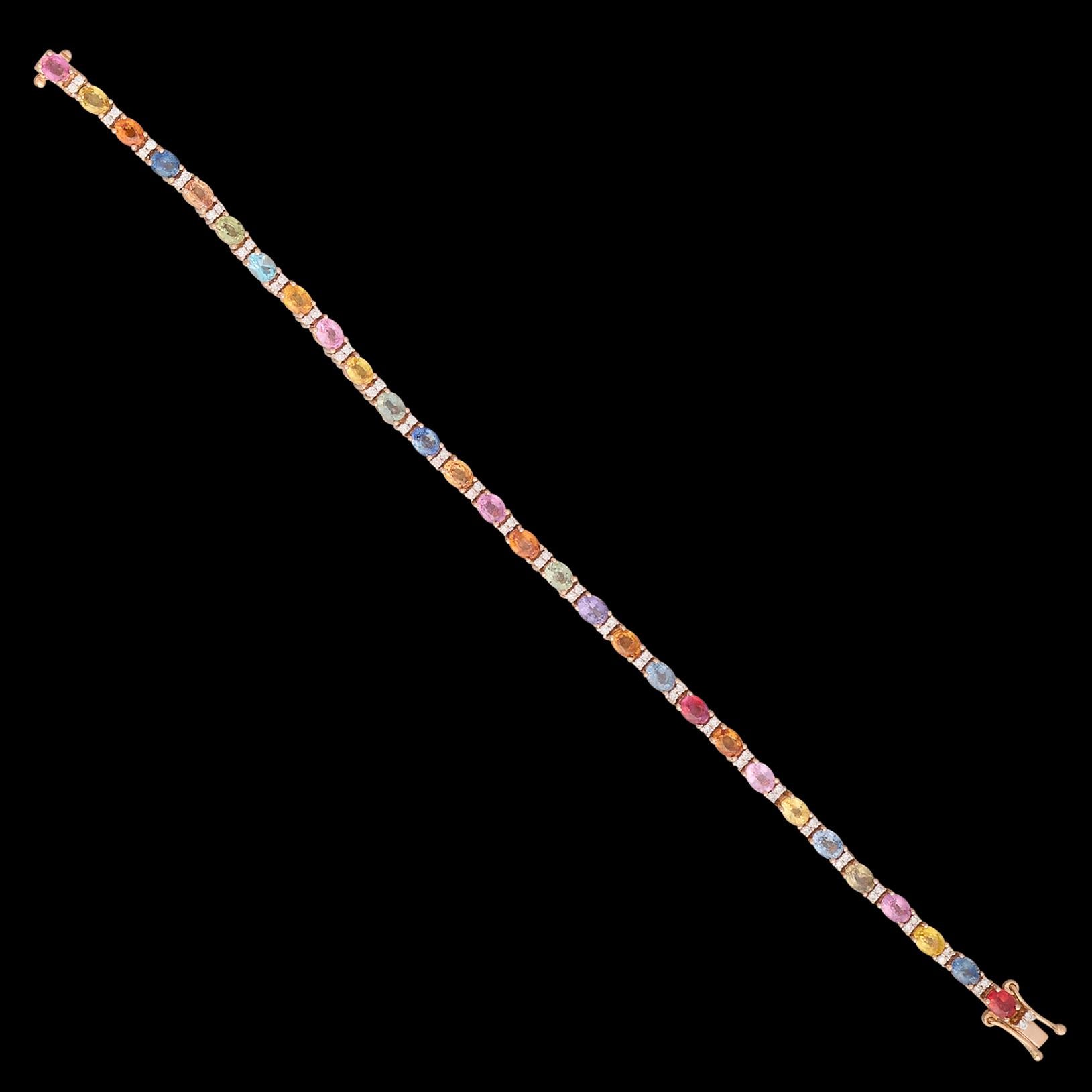 Women's 18kt Gold Multi-Colored Sapphire & Diamond Bracelet