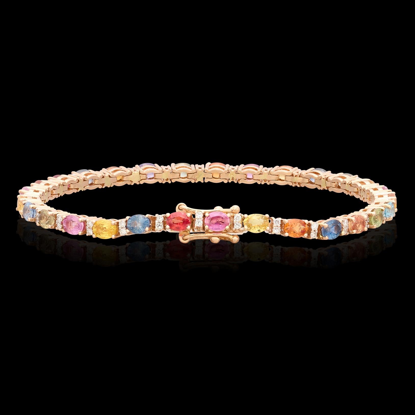 18kt Gold Multi-Colored Sapphire & Diamond Bracelet 2