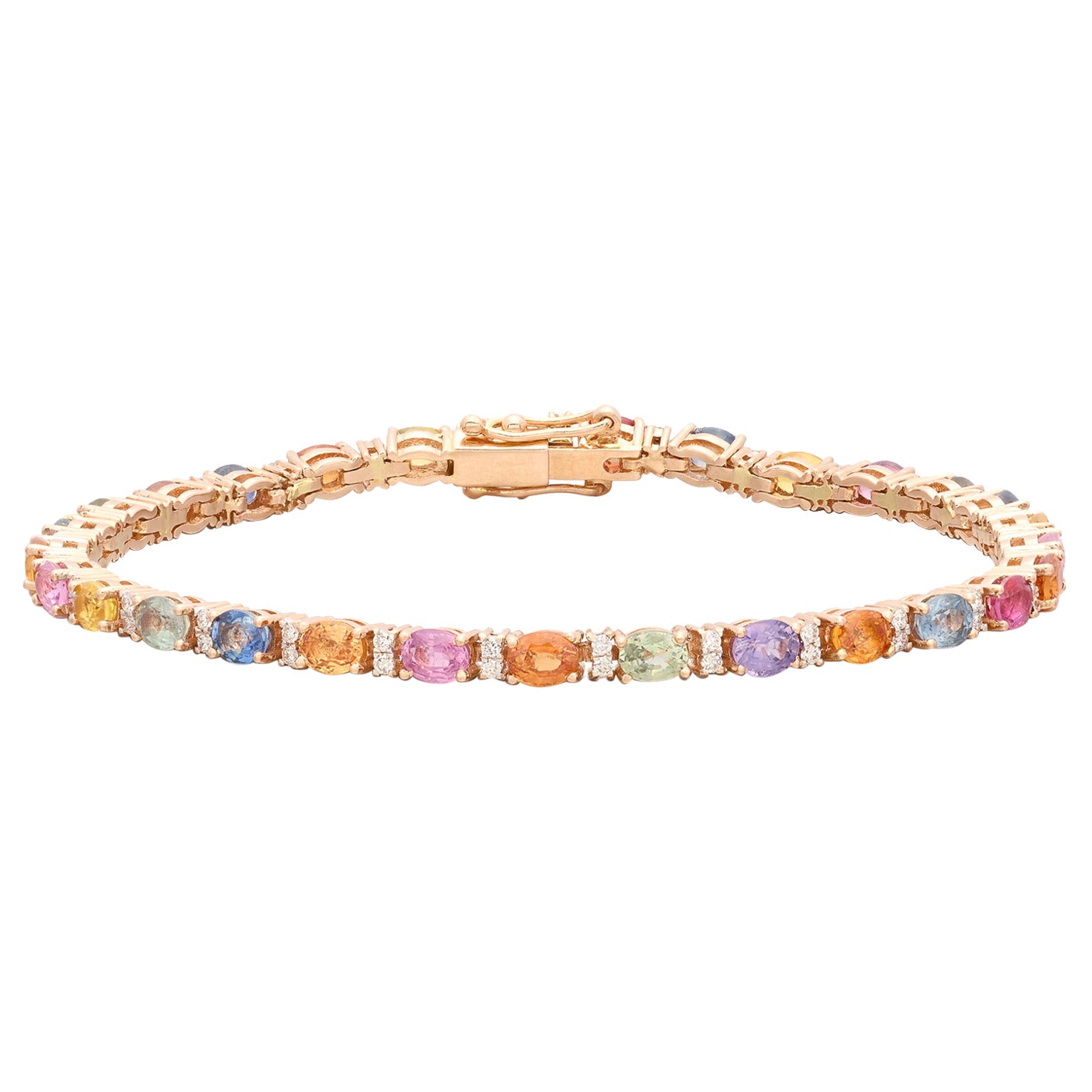 18kt Gold Multi-Colored Sapphire & Diamond Bracelet