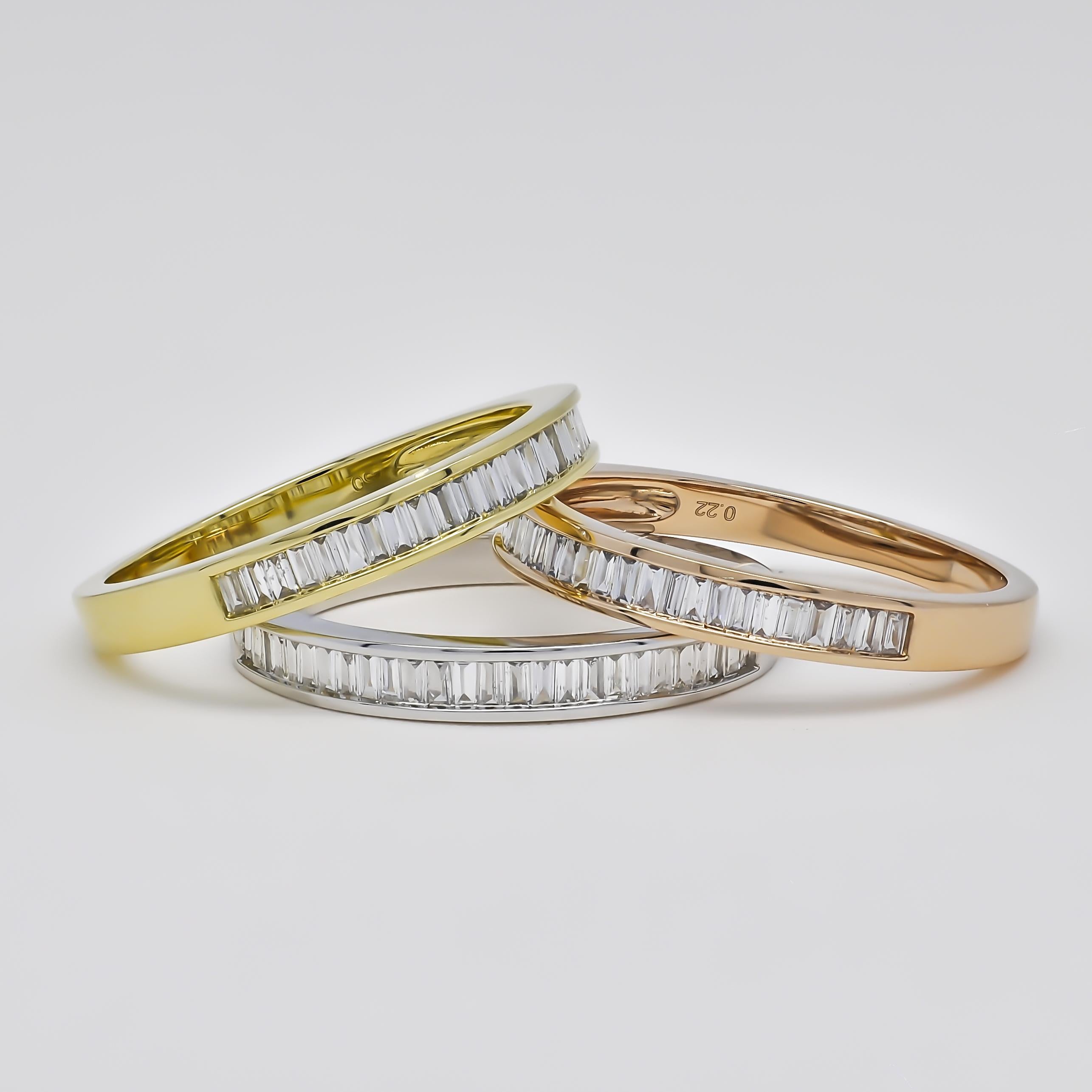 Art Nouveau 18KT Gold Natural Baguette Diamond Half Eternity Wedding Band R043586RG For Sale