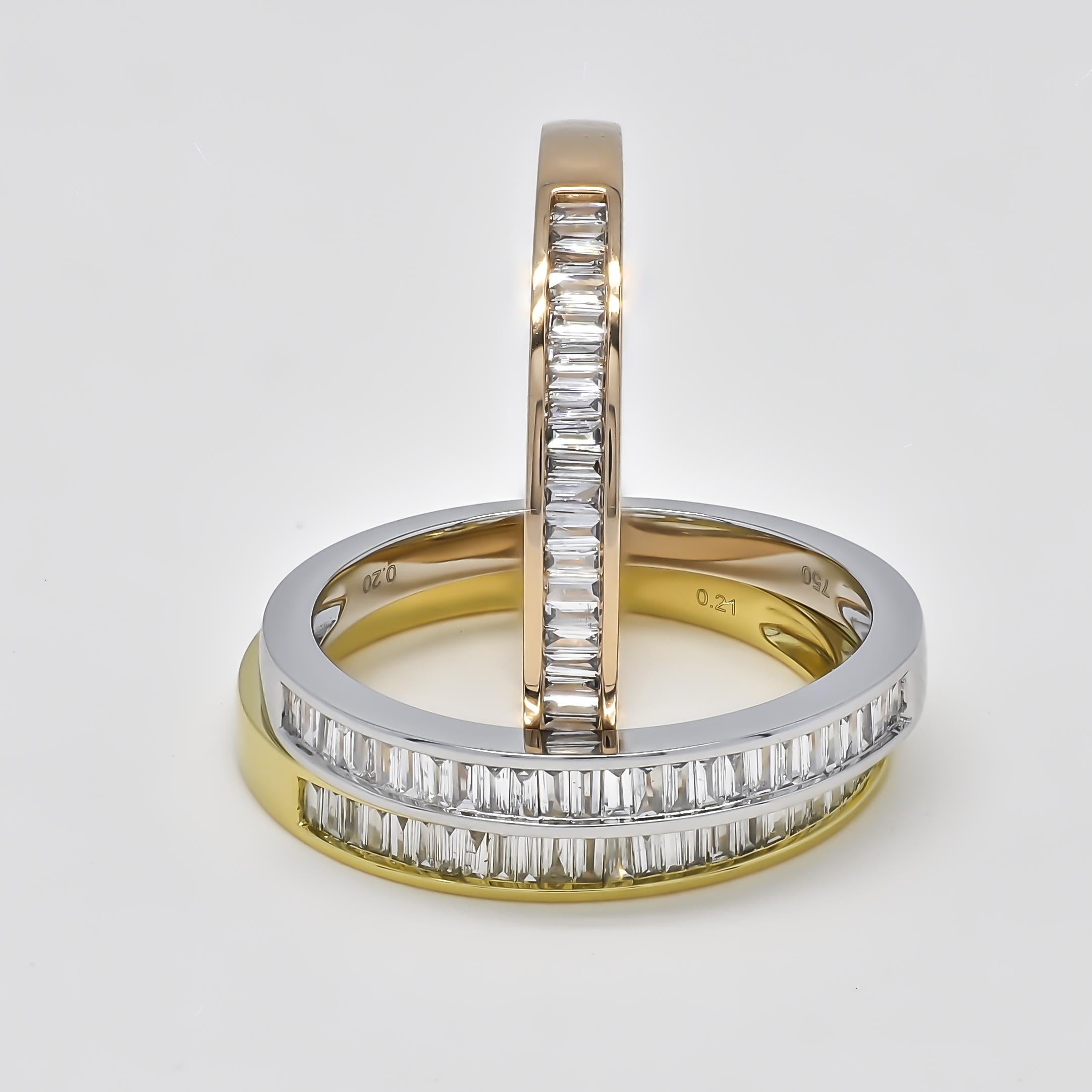 18KT Gold Natürlicher Baguette-Diamant-Ehering mit halber Eternity R043586WG (Art nouveau) im Angebot
