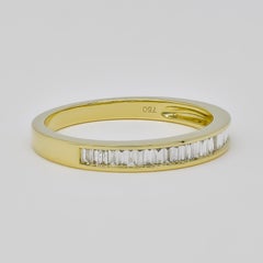 18KT Gold Natürlicher Baguette-Diamant Halb-Ehering R043586YGYG