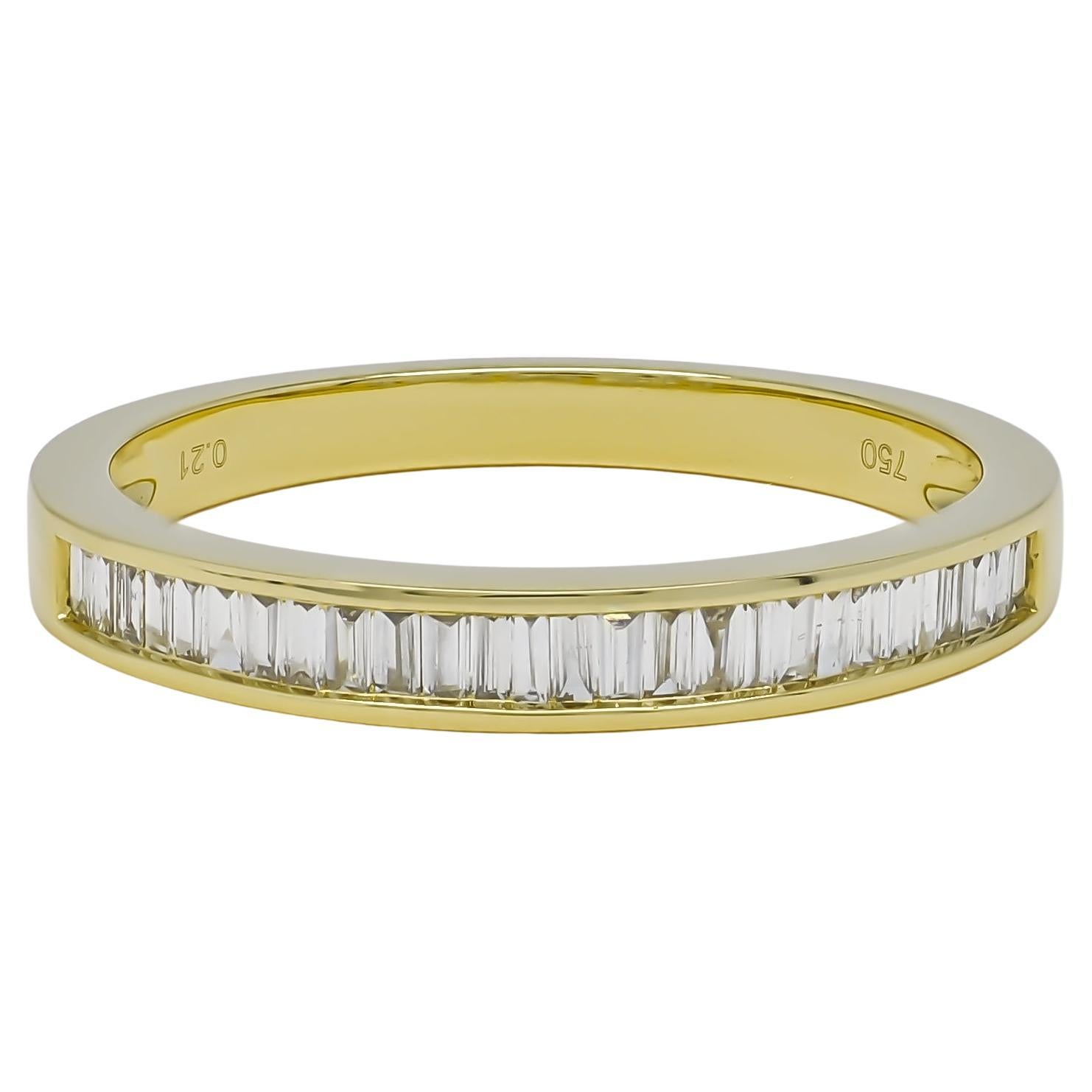 18KT Gold Natural Baguette Diamond Half Eternity Wedding Band R043586YG