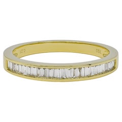 18KT Gold Natural Baguette Diamond Half Eternity Wedding Band R043586YG