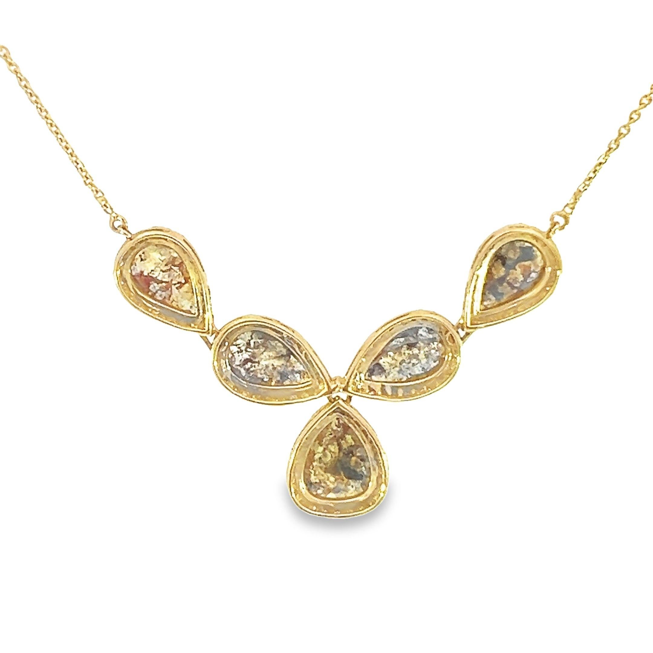 18Kt Gold natural diamond necklace In New Condition For Sale In New York, NY