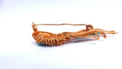 18kt Gold Natural Turquoise Peacock Pin Vintage