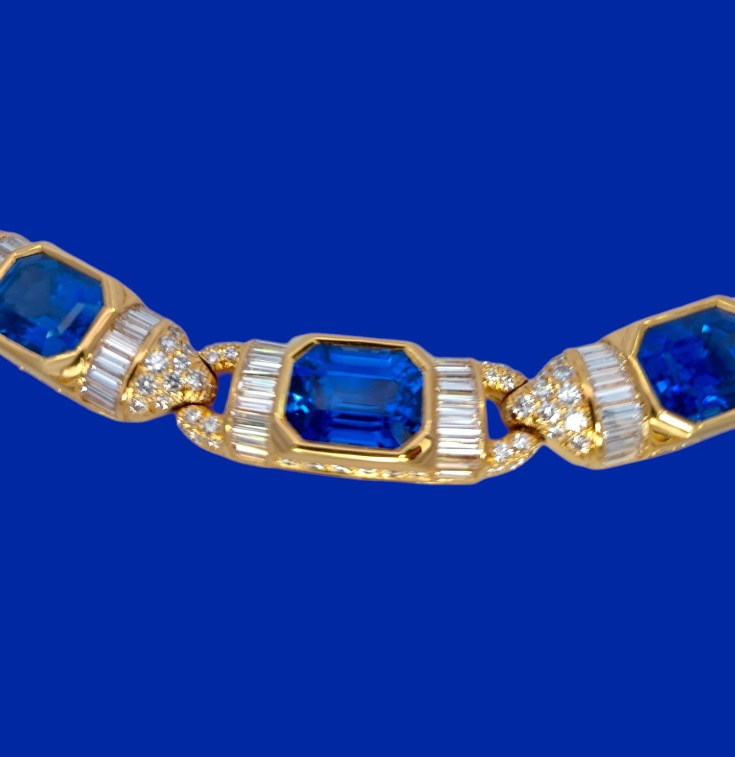 GRS 18kt Necklace 41.6 ct NH Sapphires & Diamond to His Majesty Qaboos Bin Said For Sale 7