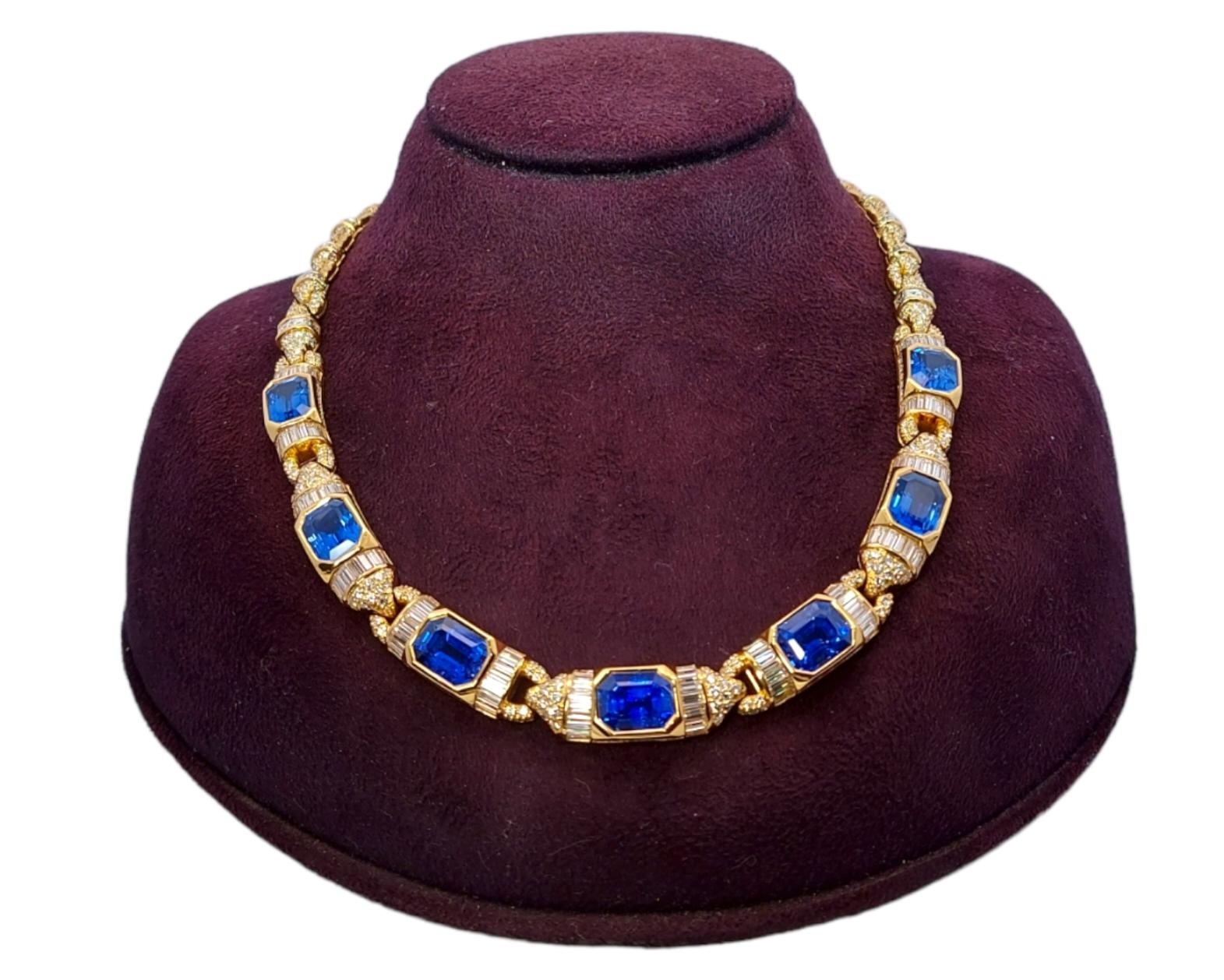 GRS 18kt Necklace 41.6 ct NH Sapphires & Diamond to His Majesty Qaboos Bin Said For Sale 1