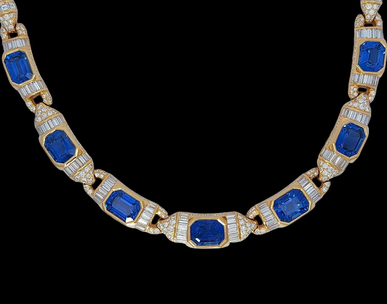 GRS 18kt Necklace 41.6 ct NH Sapphires & Diamond to His Majesty Qaboos Bin Said For Sale 2
