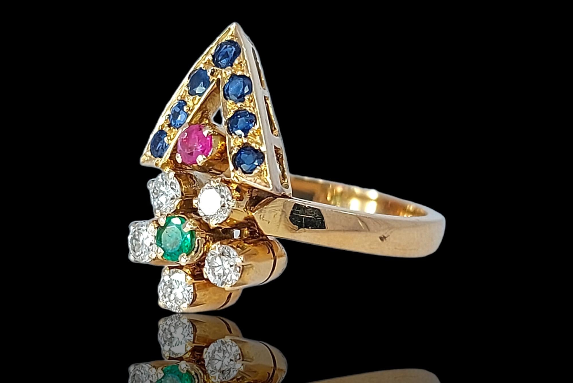  Collier, boucles d'oreilles, bracelet en or 18 carats, bague sertie de diamants et pierres précieuses en vente 5