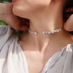 18kt Gold Open Collar Choker/tiara with Marquise and Round Brilliant Diamonds