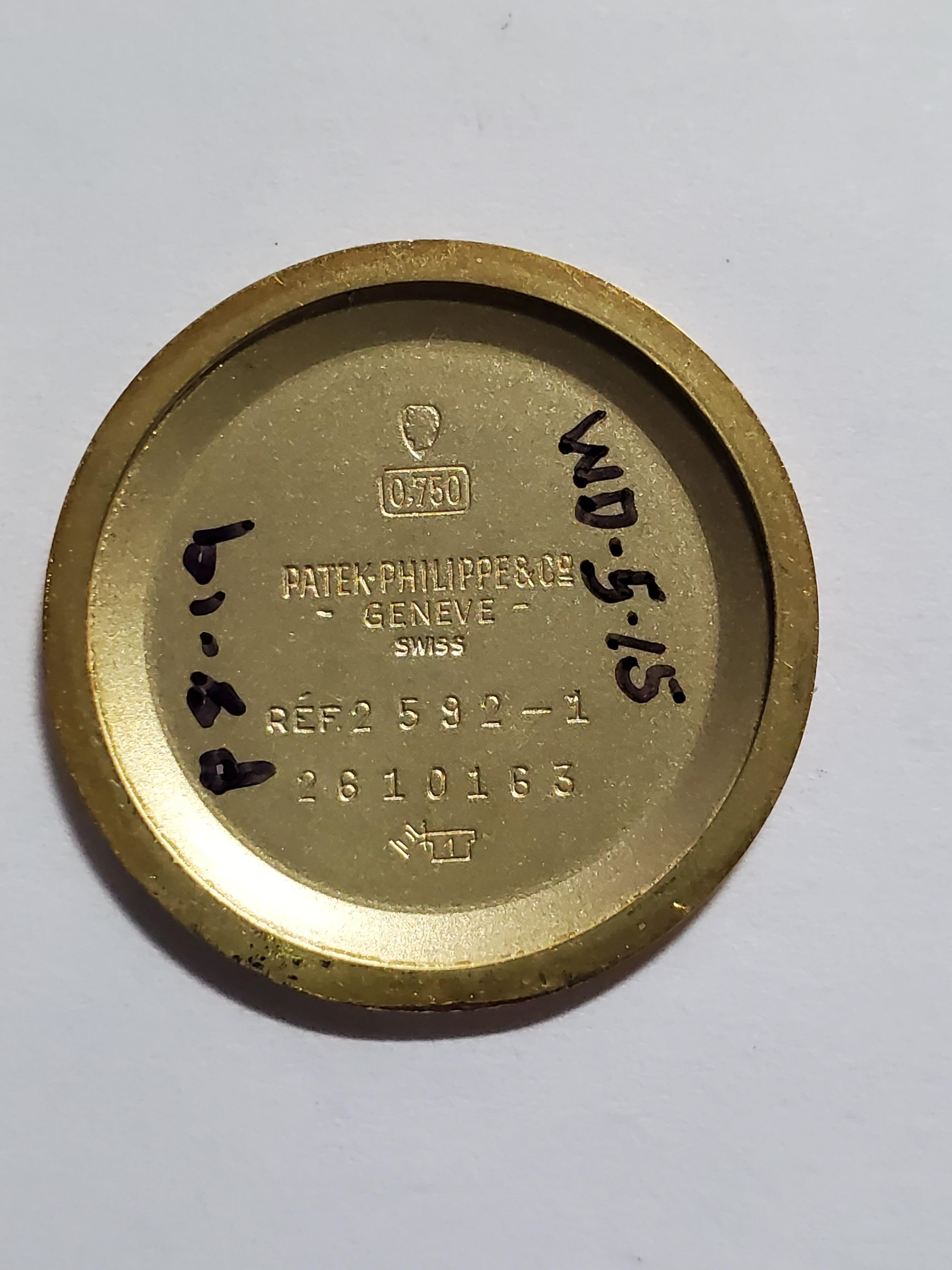 18 Karat Gold Patek Philippe Watch, Vintage 1960s, Ref: 2592-1, 2610163, Case In Good Condition In Rancho Santa Fe, CA