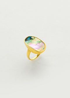 18kt Gold Paua Shell Greek Ring