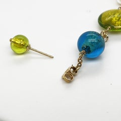 18kt Gold Anhänger Ohrringe & Murano Glasperlen mit internen Blattgold