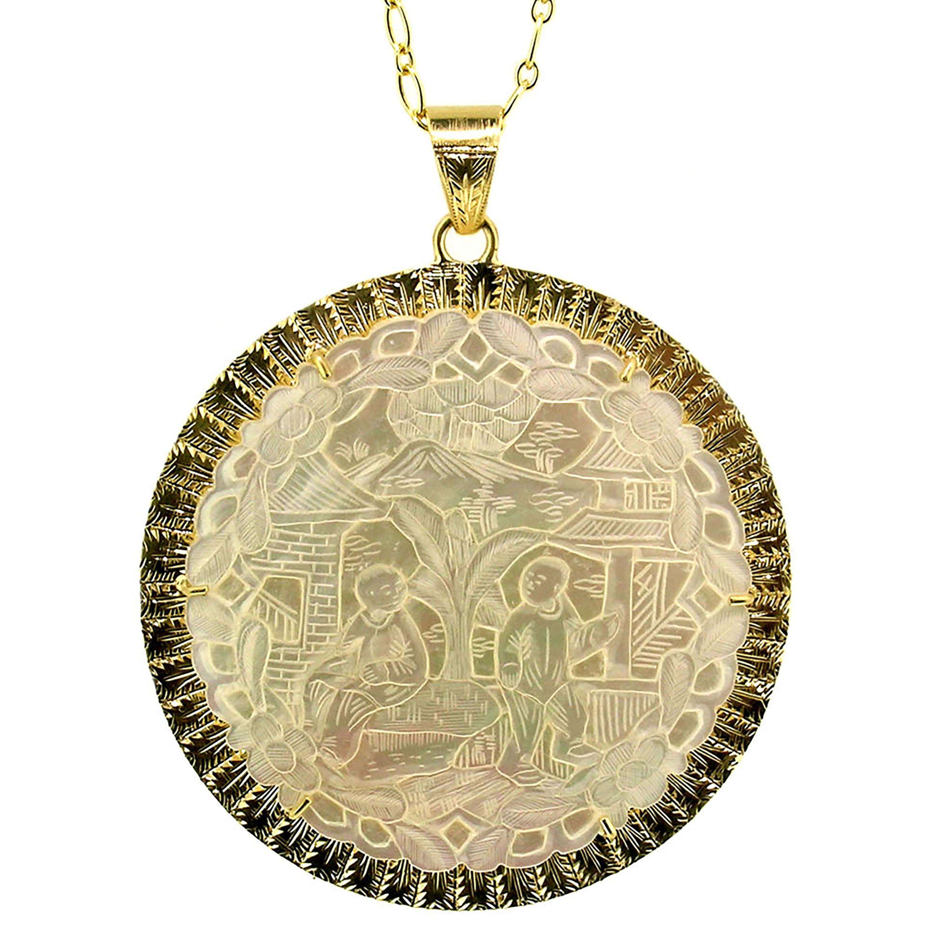 Cynthia Scott 18kt Gold Pendant with an Antique Gaming Counter, Made in Italy For Sale