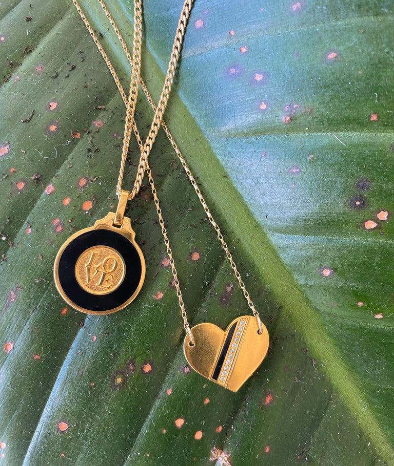 18kt Gold Plated Love Letter Pendant Necklace For Sale at 1stDibs