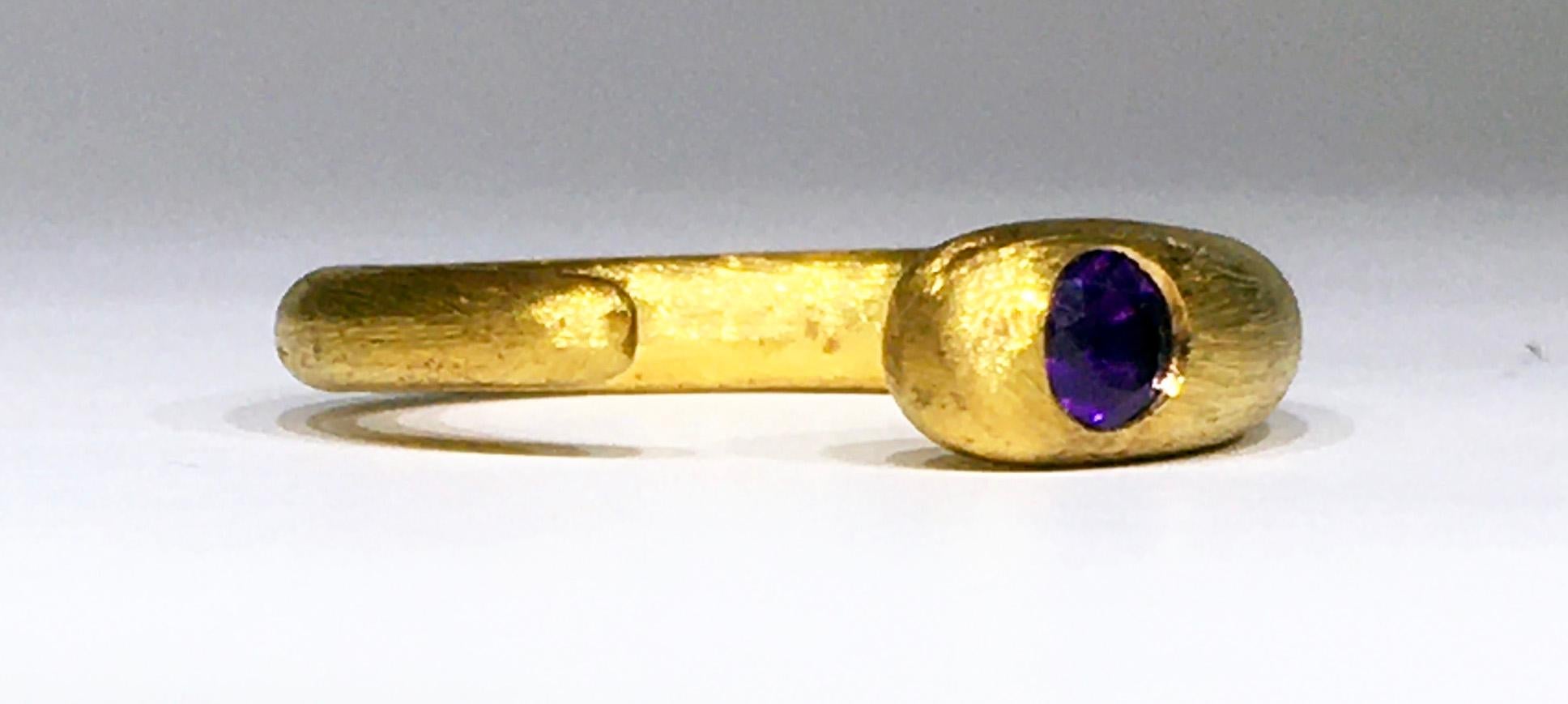 Contemporary 18kt Gold-Plated Silver Amethyst Ring