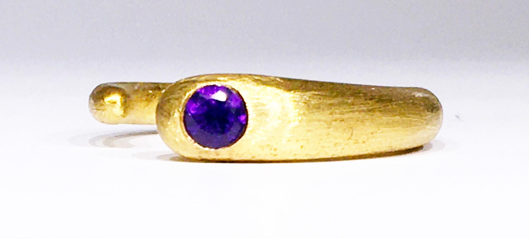 18kt Gold-Plated Silver Amethyst Ring In New Condition In Seattle, WA