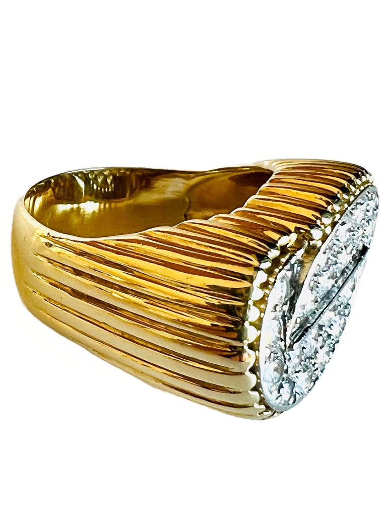 18kt Gold and Platinum Pave Diamond Tartelette Ring For Sale at 1stDibs