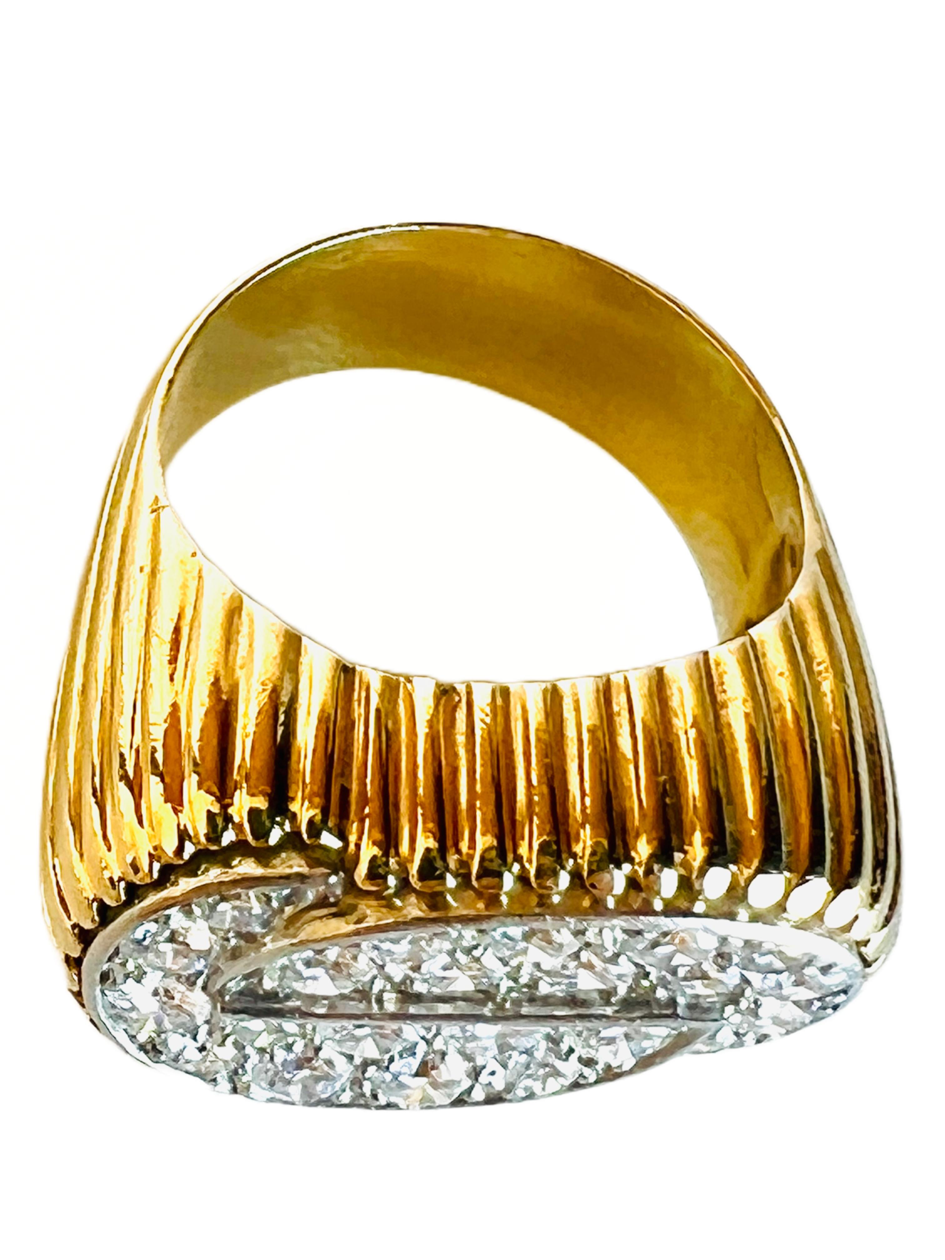 Brilliant Cut 18kt Gold & Platinum Pave Diamond Tartelette Ring