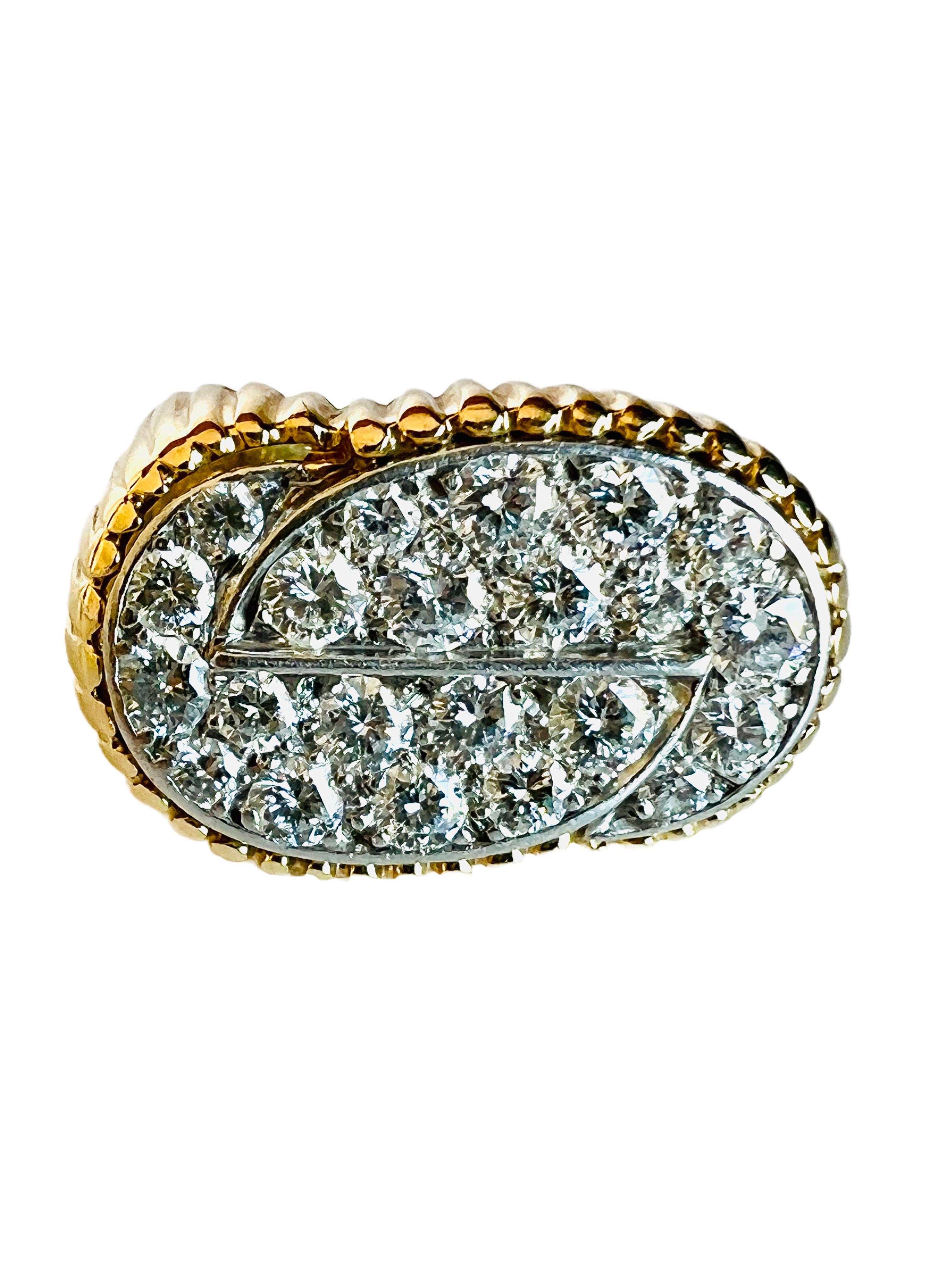 18kt Gold & Platinum Pave Diamond Tartelette Ring In Good Condition In Sausalito, CA