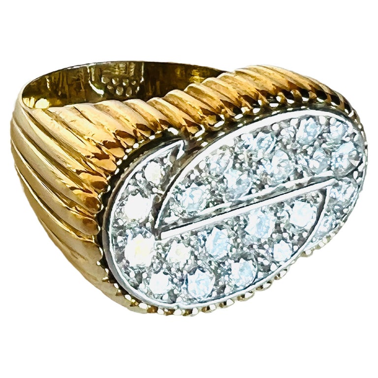 18kt Gold and Platinum Pave Diamond Tartelette Ring For Sale at 1stDibs