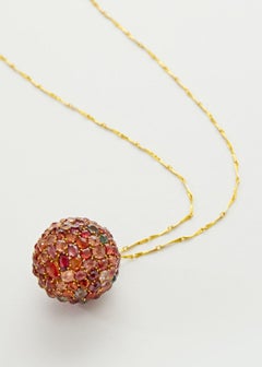 18kt Gold PSTM Myanmar Spinel Disco Ball Necklace